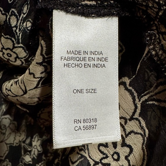 LUCKY BRAND Floral Printed Chiffon Metallic Striped Open Front Kimono Cardigan - Picture 12 of 12